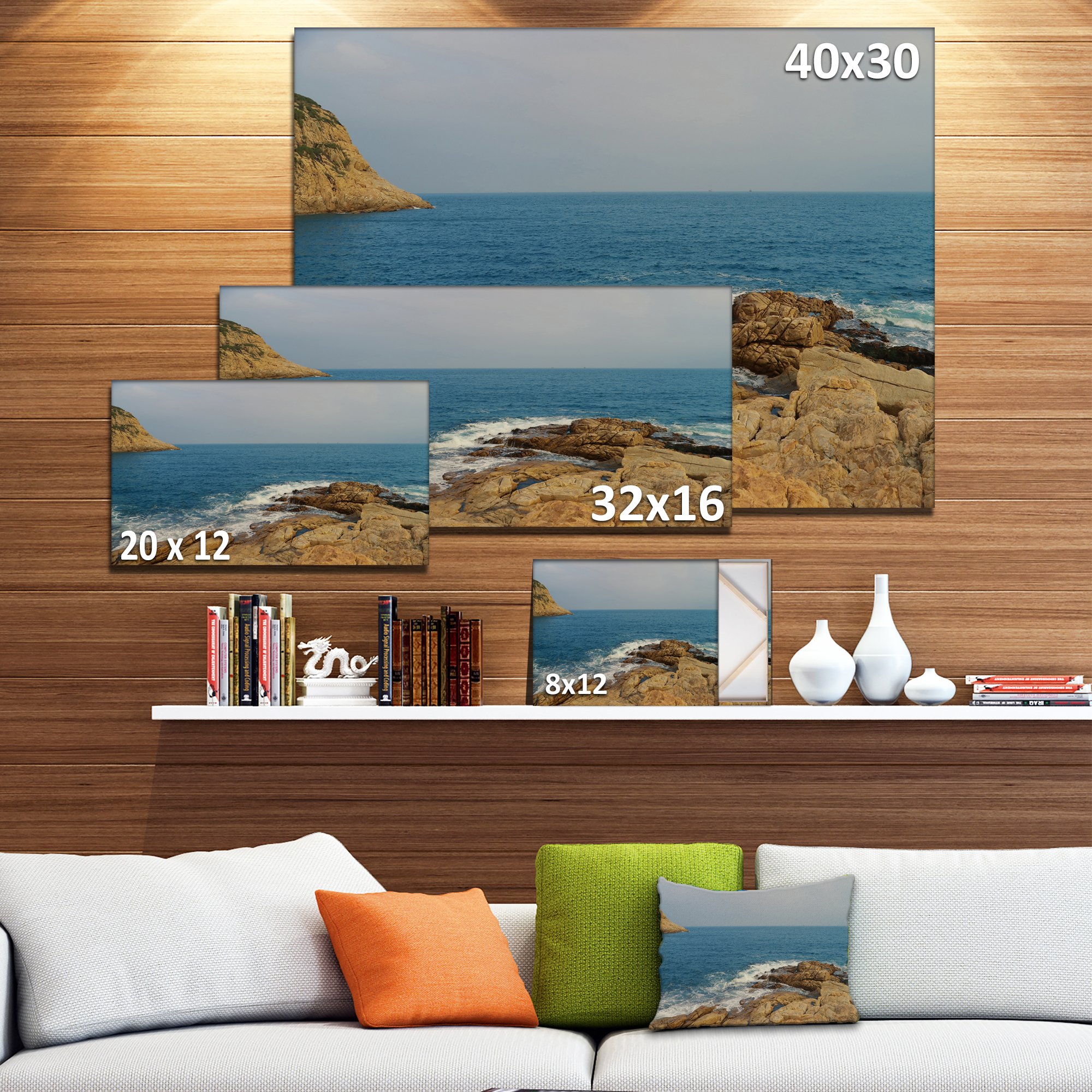 Extra Large Seashore Canvas Art - Stunning Blurred Waters Hong Kong Beach Wall Decor for Living Room, Bedroom & Office | Coastal Landscape Painting