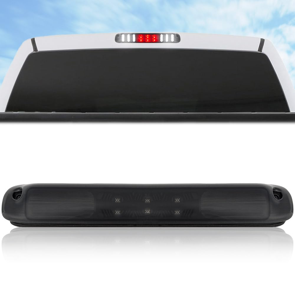 RECON Smoked 3rd Brake Light Kit with Red & White LED Lights - Compatible with 1999-2006 GMC Sierra & Chevy Silverado 1500/2500/3500 Models - Smoked Lens for Enhanced Style & Visibility - Perfect for Off-Roading, Truck Upgrades & Night Driving