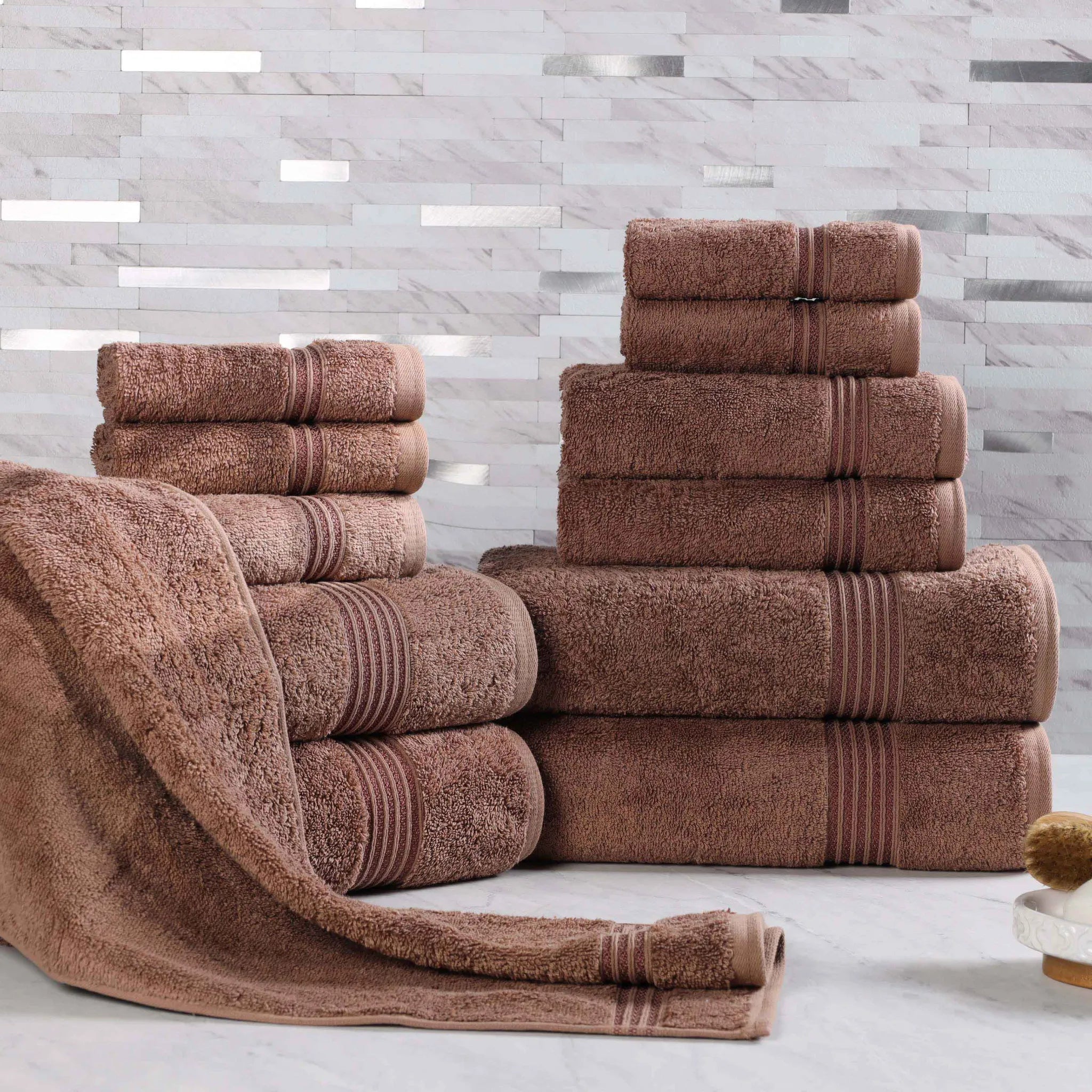 Premium 12-Piece Egyptian Cotton Towel Set - Ultra Soft, Highly Absorbent Bath & Beach Towels for Luxury Spa, Hotel, and Home Use
