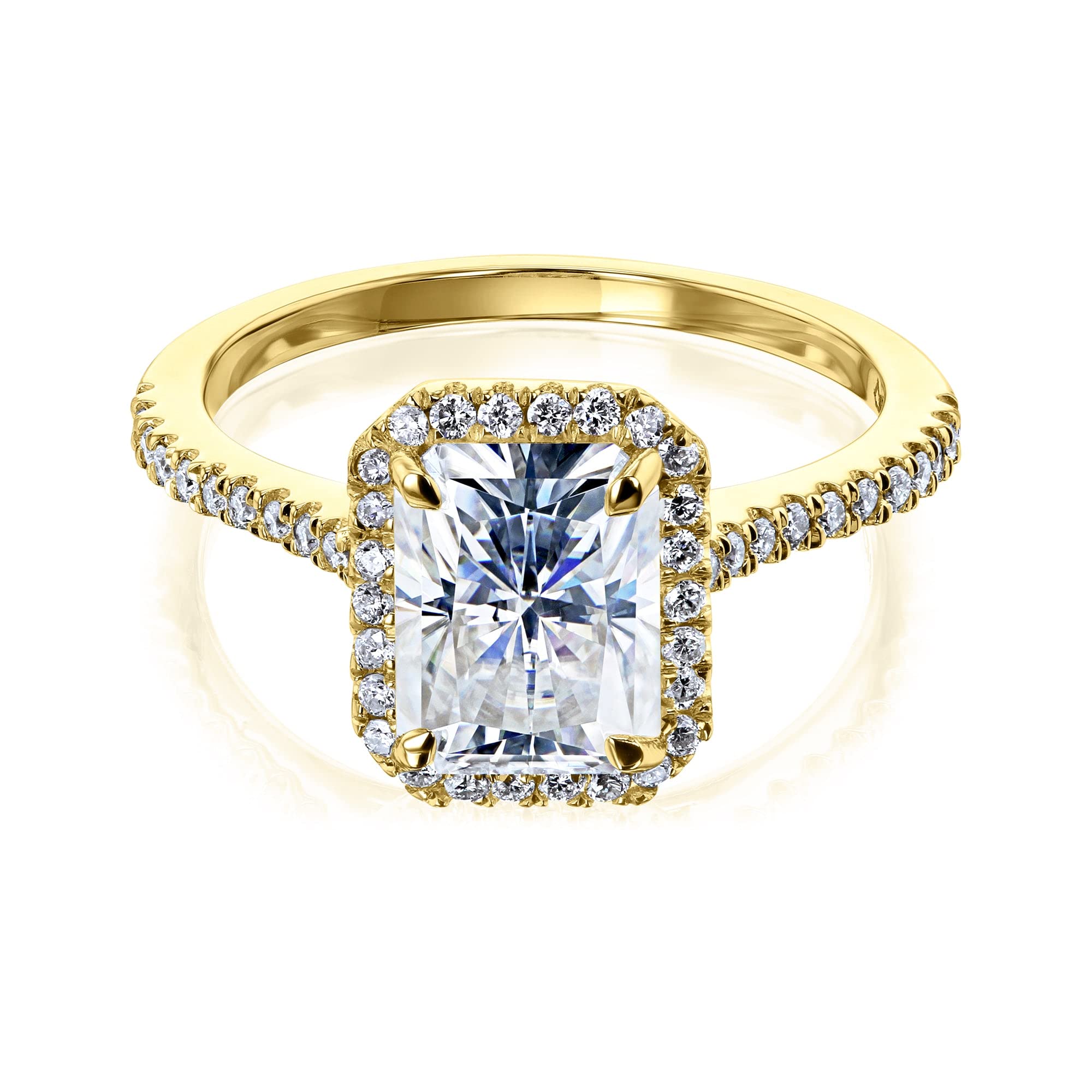 2 Carat (2ctw) Radiant Cut Moissanite Halo Diamond Engagement Ring - GH/VS Quality - Perfect for Proposals, Weddings & Anniversary Gifts