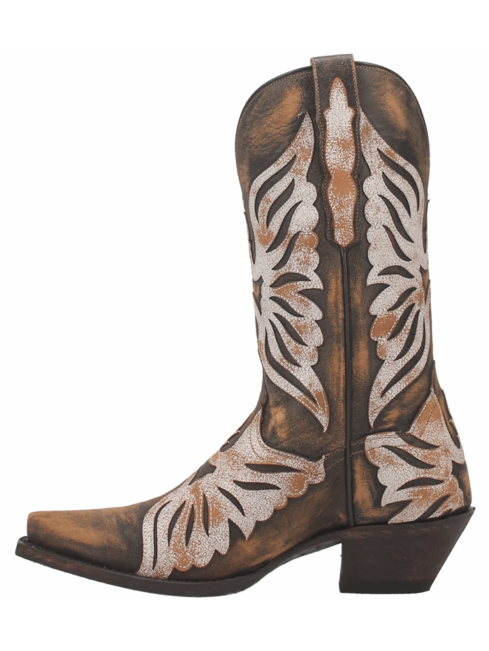 Dan Post DP4359 Women's Indulgence Overlays Leather Boots - Brown & White Cowboy Boots for Western Fashion, Country Dancing & Rodeo Events