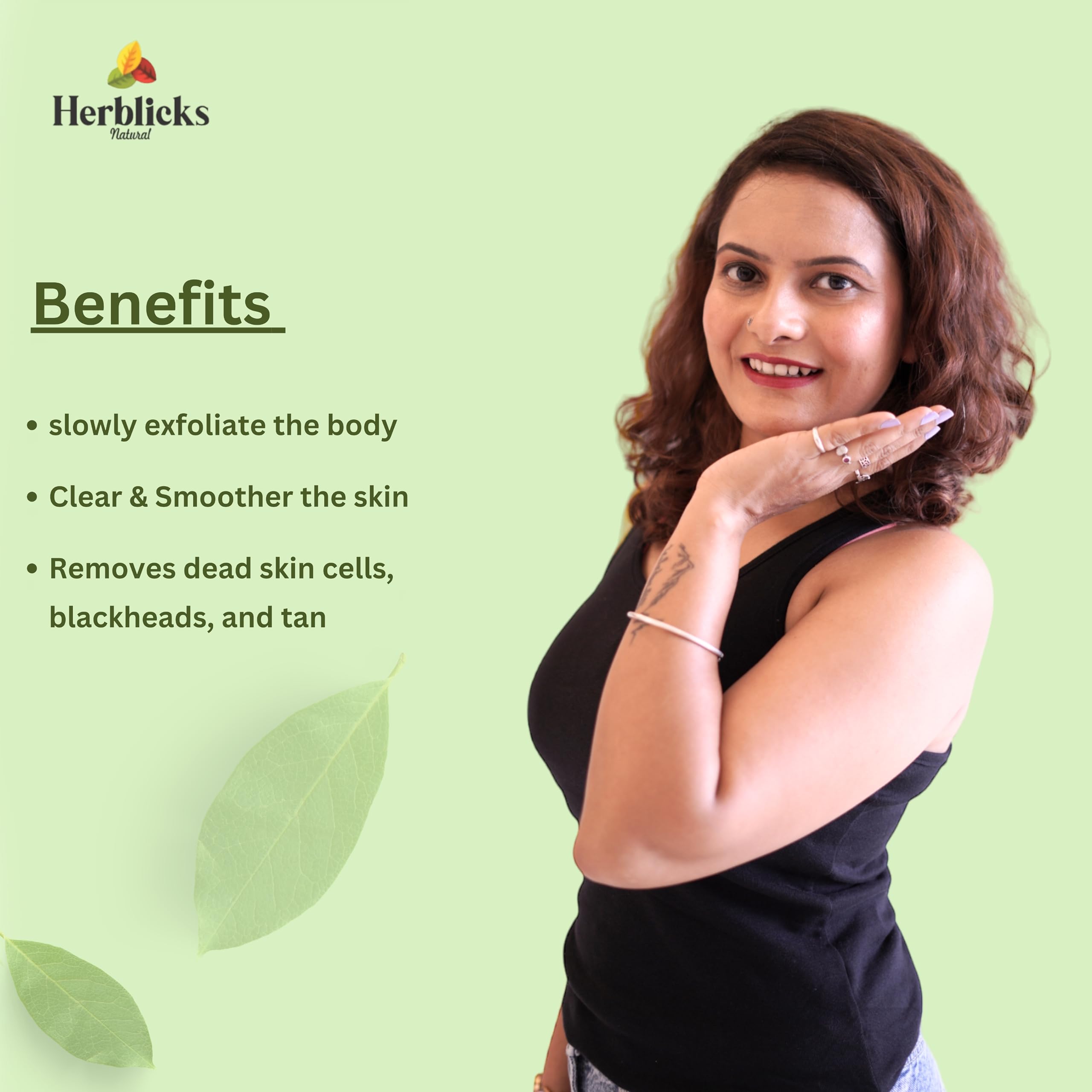 Herblicks Natural Face & Body Wash - Gentle Moisturizing Ayurvedic Cleanser for Blackhead & Tan Removal | Deep Cleansing for Neck, Knees, Elbows & Arms | Perfect for Daily Skincare & Post-Workout Refreshment