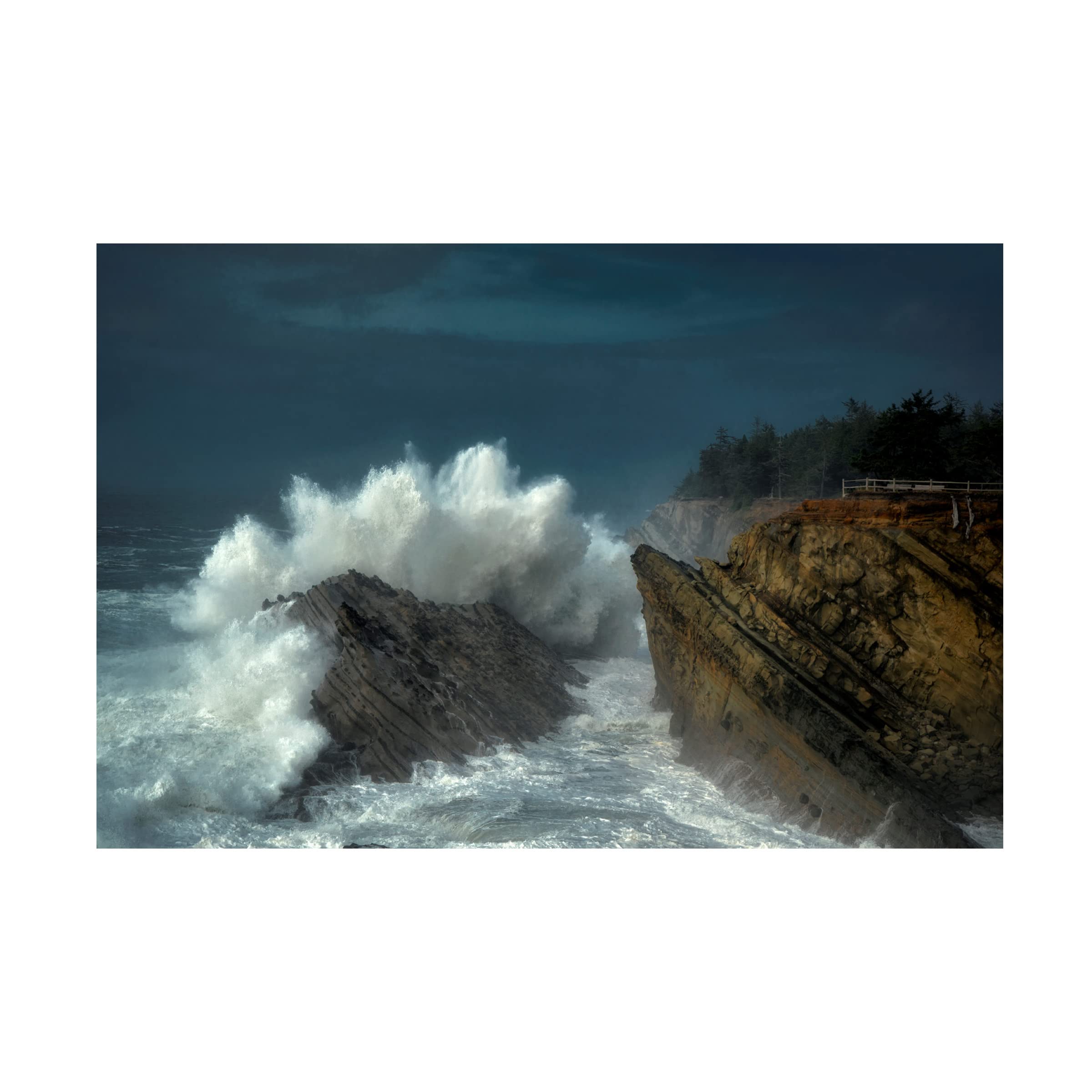 Trademark Fine Art 'Storm Waves 2' Canvas Wall Art by Dennis Frates - Ocean Wave Painting for Living Room, Bedroom & Office Decor