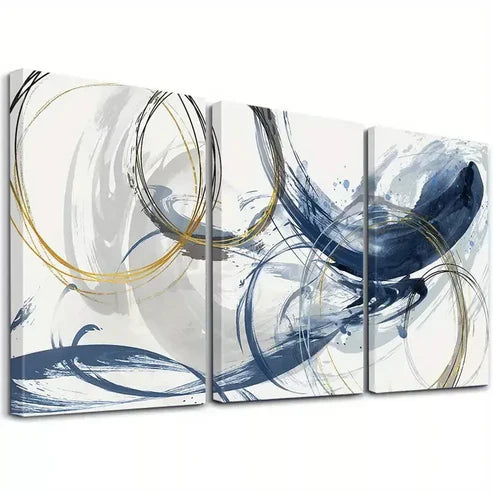 3-Piece Abstract Blue Texture Wall Art Set - Framed Canvas 60x90cm - High Quality Print - 100% Australian Made - Ready to Hang - Perfect for Living Room, Bedroom & Office Decor