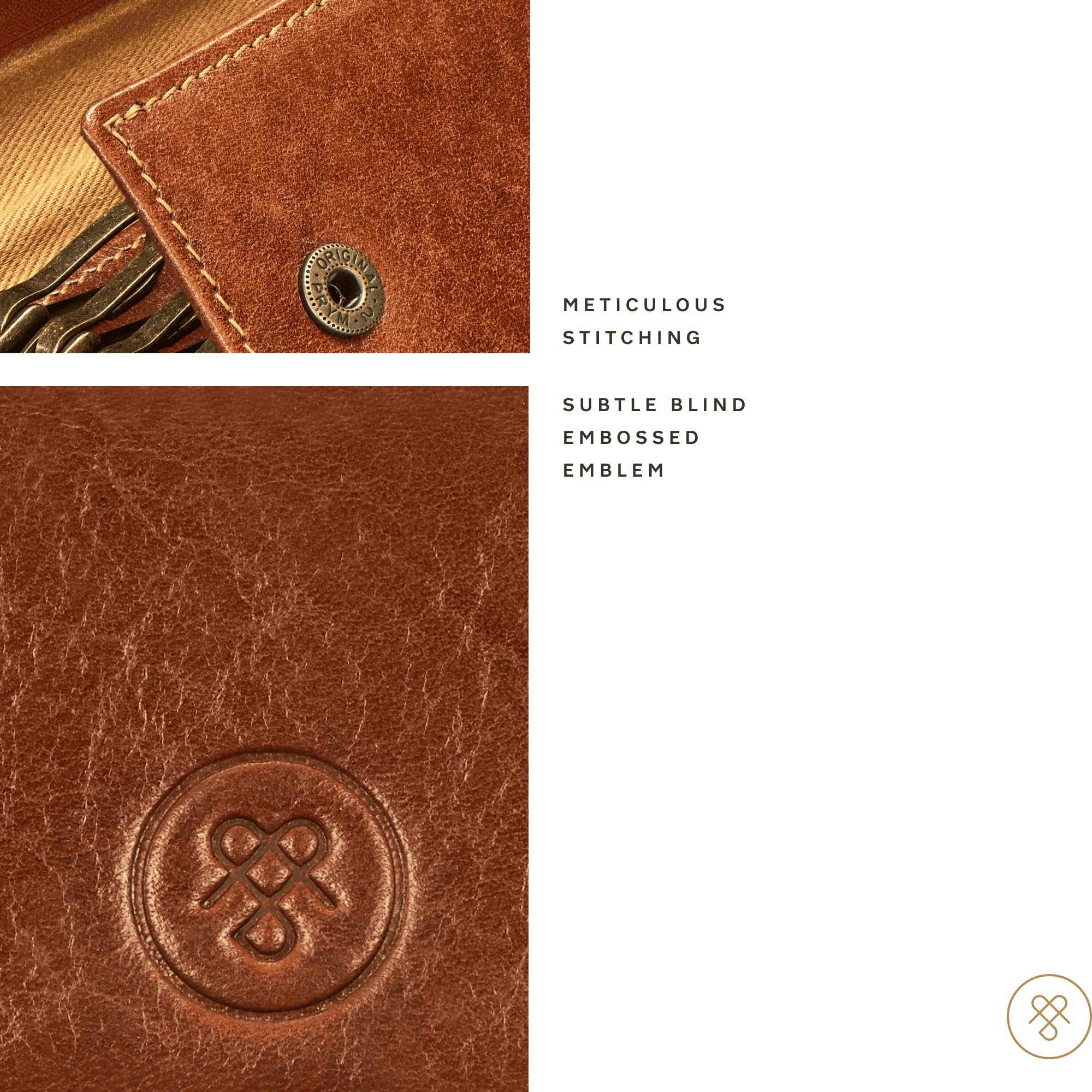 Maxwell Scott Personalized Luxury Leather Key Holder Wallet for Men - The Lapo Keychain Organizer with Hooks - Chestnut Tan - Perfect for Everyday Carry, Travel & Gifts