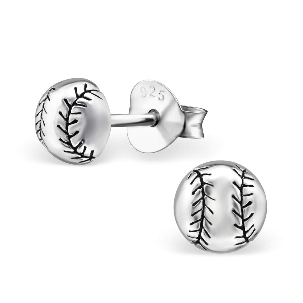 ICYROSE Hypoallergenic 925 Sterling Silver 2D Tiny 5mm Baseball/Softball Stud Earrings for Women - Nickel Free, Sensitive Ears Friendly - Perfect for Sports Fans, Gifts & Everyday Wear