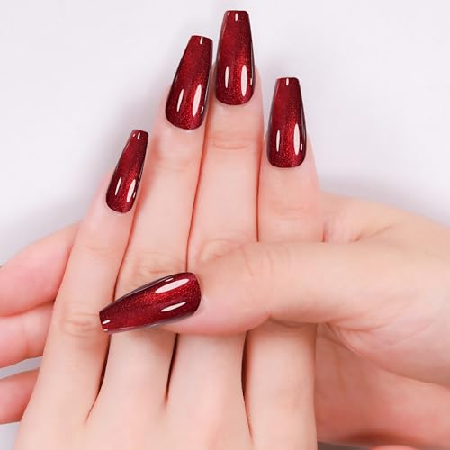 Red Cat Eye Medium Length Coffin