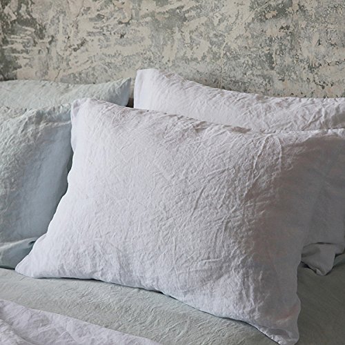 Premium Optical White Washed Cotton Pillowcase Set - Soft & Breathable Bed Linen for Side Sleepers, Hotel Style Luxury Bedding - Perfect for Master Bedroom, Guest Room & Airbnb