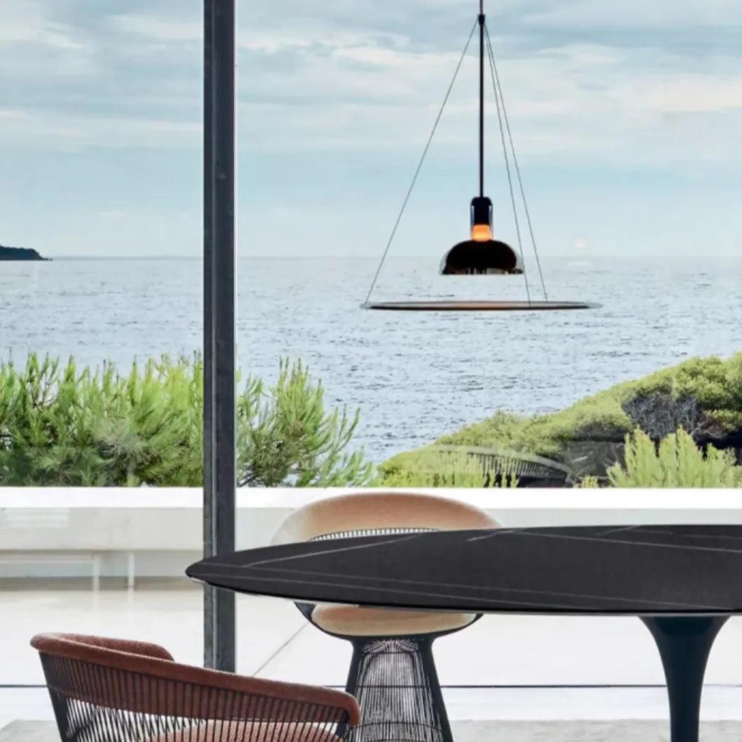 Modern Two-Tone Disc Pendant Light - Minimalist Ceiling Lighting for Dining Room, Kitchen, or Bedroom Decor