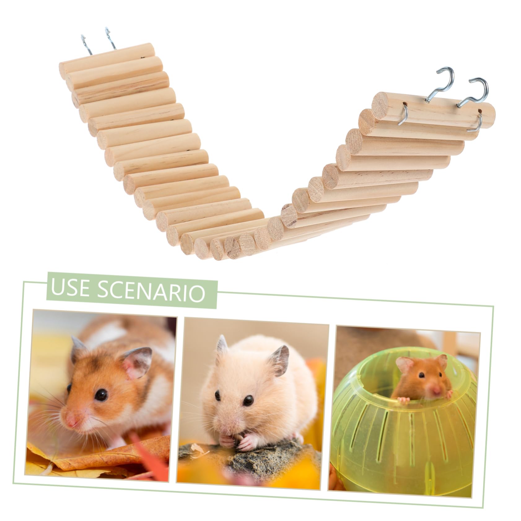 1pc Wooden Hamster Ladder Toy - Natural Wood Climbing Bridge for Small Pets, Chewable Suspension Bridge for Hamsters & Birds - Perfect for Cage Climbing & Playtime Activities