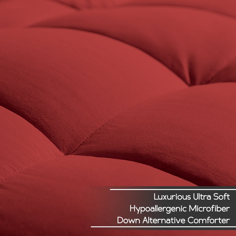 Ivy Union Twin XL Down Alternative Comforter Set - Hypoallergenic, Ultra Soft & Breathable - Perfect for Dorms, Guest Rooms & Cozy Bedrooms (Crimson Red)