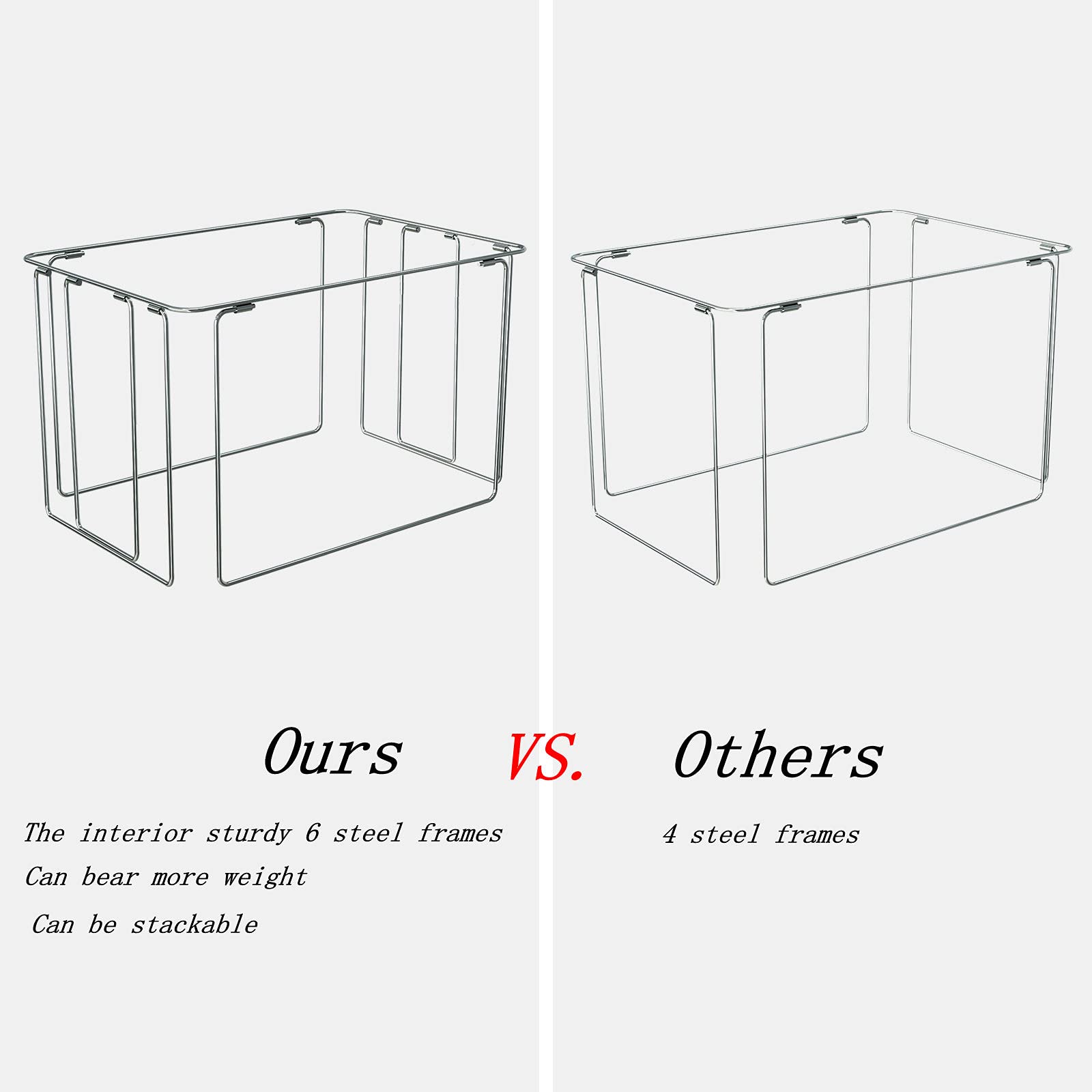 2 Pack Large Stackable Clothes Storage Bins with Metal Frame - Foldable Linen Fabric Organizer Box with Clear Window & Handles (23.6x16.5x15.7 Inch, Light Gray) - Perfect for Closet, Bedroom, Nursery & Office Organization
