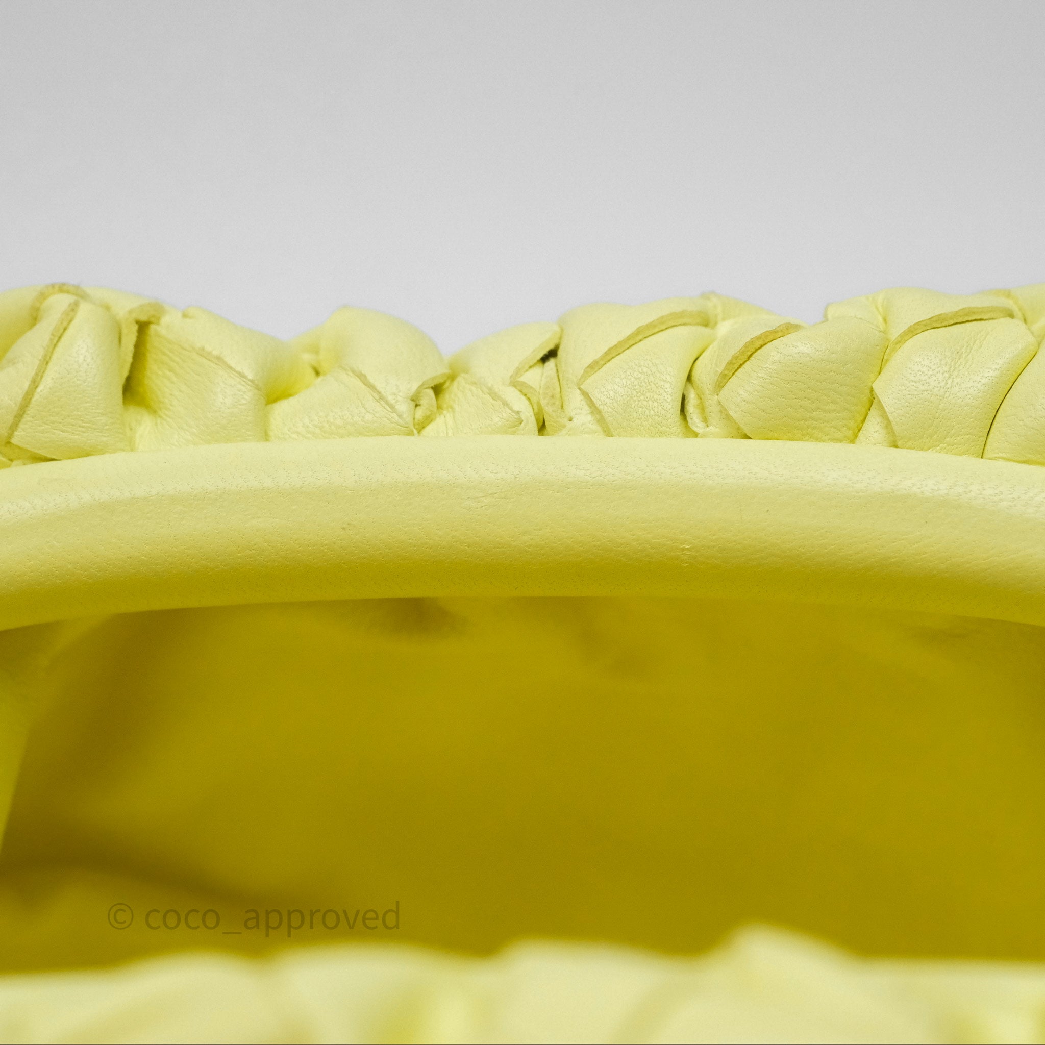 Bottega Veneta Mini Pouch Bag in Yellow Nappa Leather with Intrecciato Weave - Perfect for Evening Events & Luxury Gift Giving