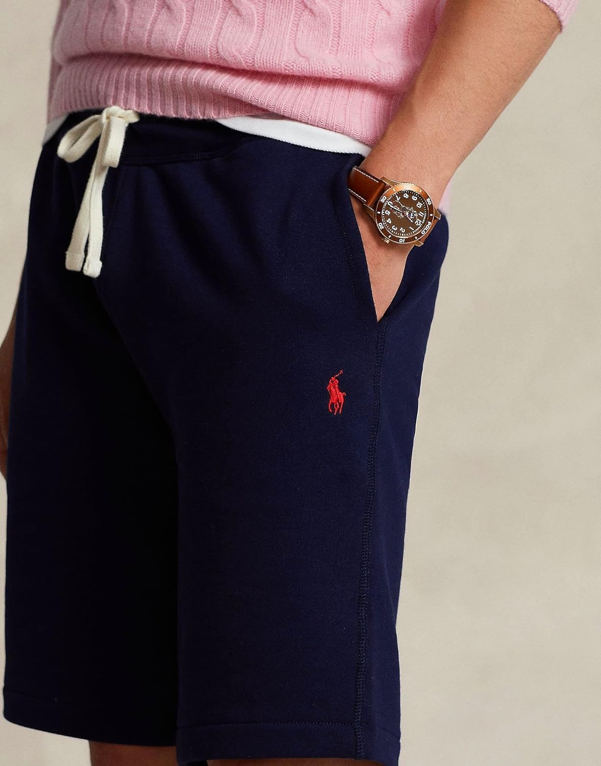 POLO RALPH LAUREN Men's Fleece Drawstring Shorts - Cotton Polyester Blend Casual Lounge Shorts (Medium, Navy) | Perfect for Summer, Beach, Gym & Home Relaxation
