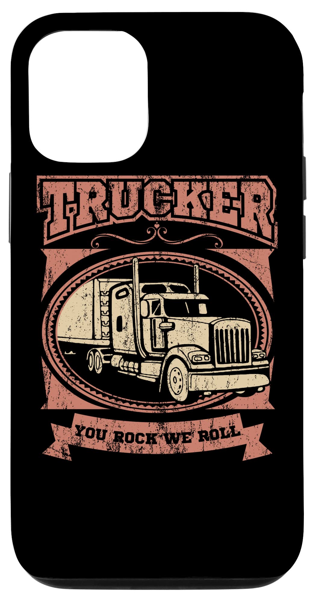 iPhone 12/12 Pro Retro Trucker Case - 'You Rock We Roll' Design - Perfect Gift for Truck Drivers & Road Trip Enthusiasts - Durable Phone Cover for Travel & Work