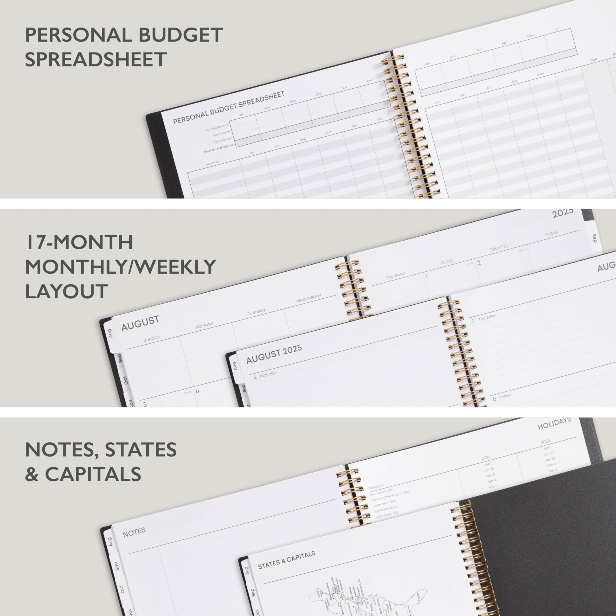Blue Sky 17-Month 2024-2025 Academic Planner | August 2024 - December 2025 | 8.5