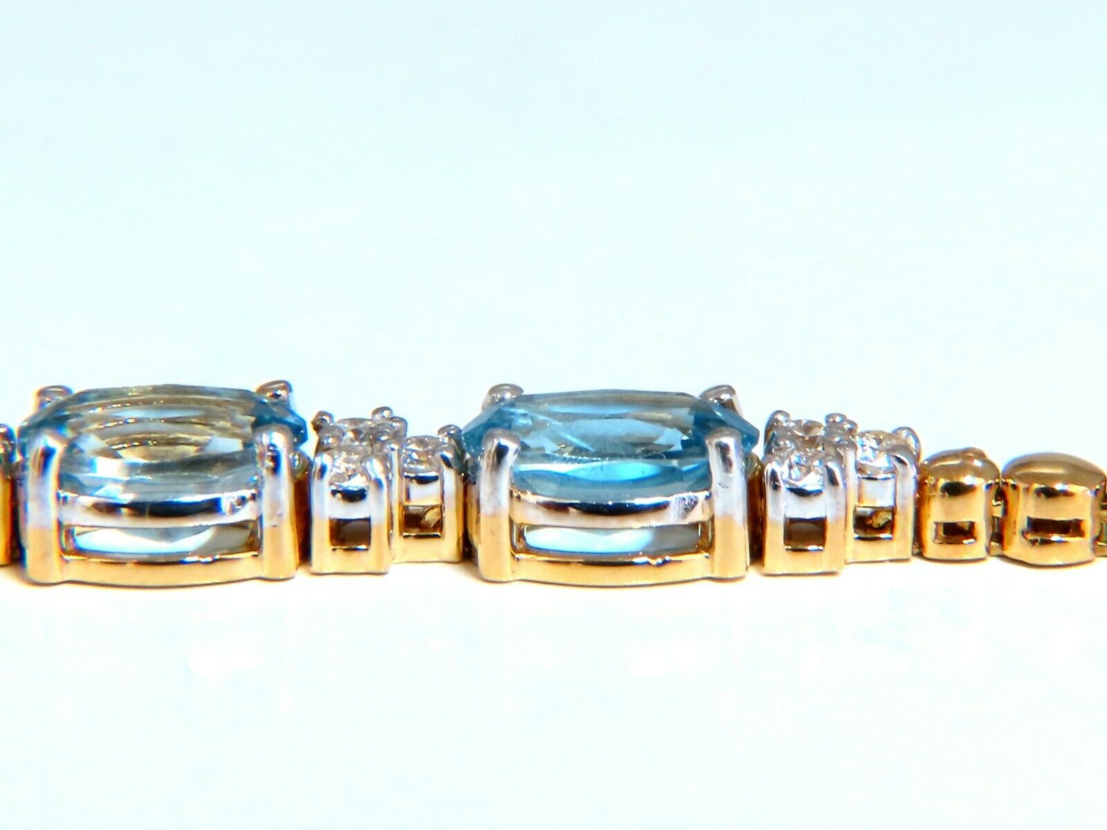 3.34ct Natural Aquamarine Diamond Tennis Bracelet in 14K Gold - Vivid Prime Aqua Blue Gemstone Jewelry for Women, Perfect for Weddings, Parties & Special Occasions