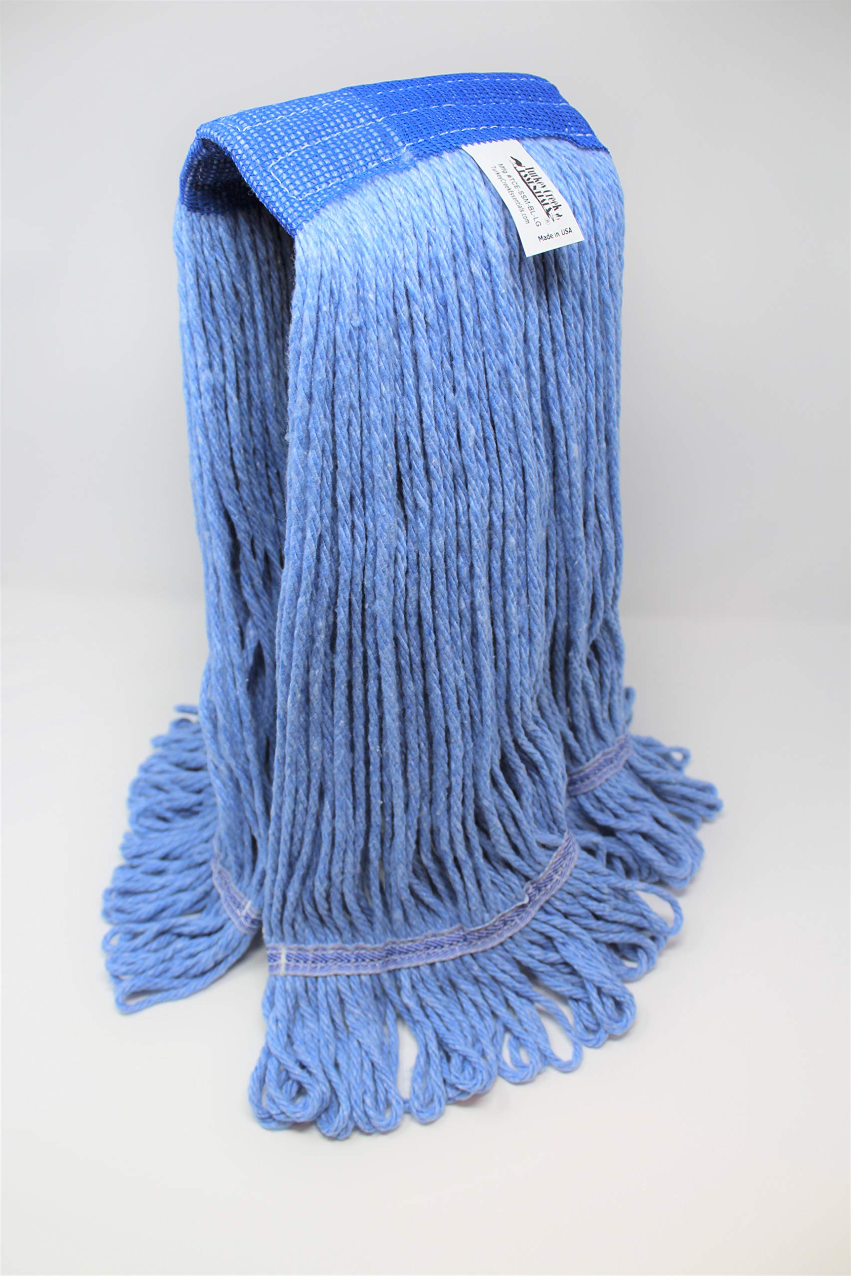 Turkey Creek Essentials Commercial Grade Heavy Duty Large Mop Head - 12 Pack of USA Made 4-Ply Synthetic Yarn Replacement Mop Heads with Looped Ends for Industrial & Commercial Cleaning - Perfect for Restaurants, Schools, and Hospitals