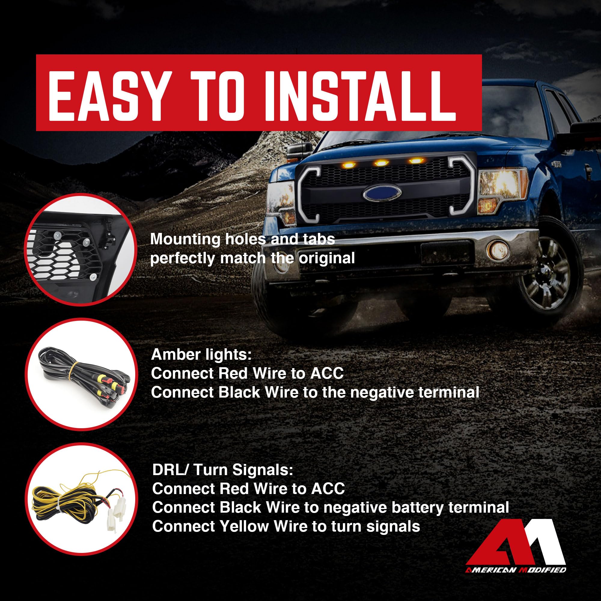 Raptor Style Mesh Grille with DRL & Turn Signals for 2009-2014 Ford F150 | Matte Black | Off-Road & Street Upgrade | Enhanced Style & Visibility