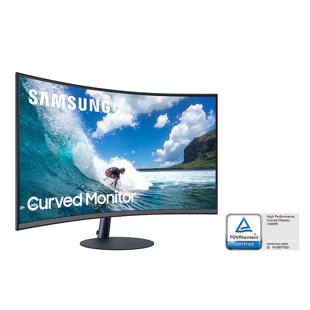 SAMSUNG T550 Series 27-Inch FHD 1080p Curved Computer Monitor with 75Hz Refresh Rate, Built-in Speakers, HDMI & DisplayPort, AMD FreeSync - Ideal for Gaming, Office Work, and Home Entertainment (LC27T550FDNXZA)