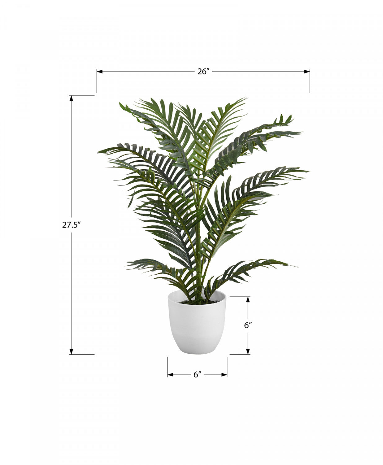 28 Inch Artificial Palm Tree with 6 White Pots - Indoor/Outdoor Fake Plant Decor for Home, Office, Patio & Garden Decorations
