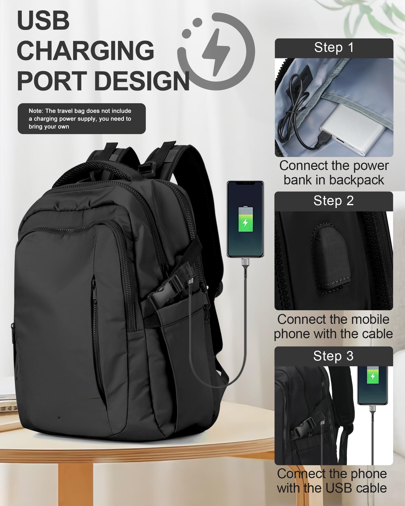 Lightweight Travel Backpack for Women & Men - FAA Approved Carry On Personal Item Bag with 15.6