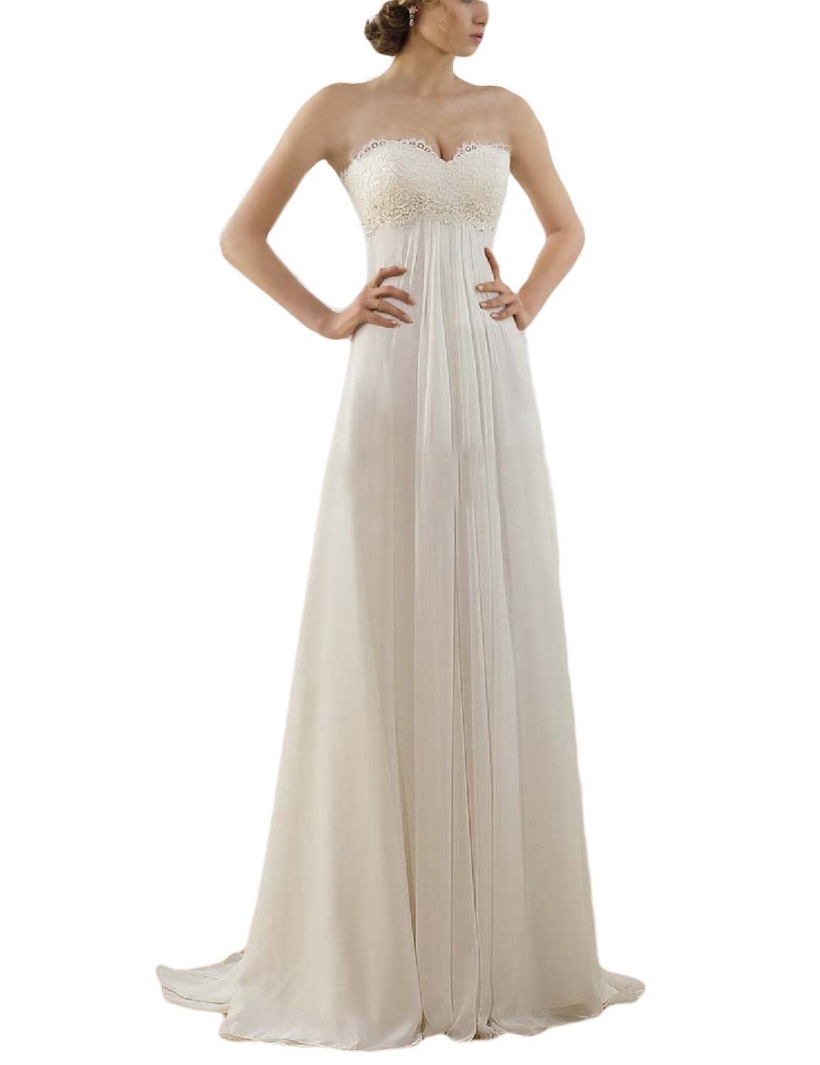 Elegant Boho Lace Wedding Dress for Bride - Long Chiffon Bridal Gown for Beach, Garden & Destination Weddings | WD20