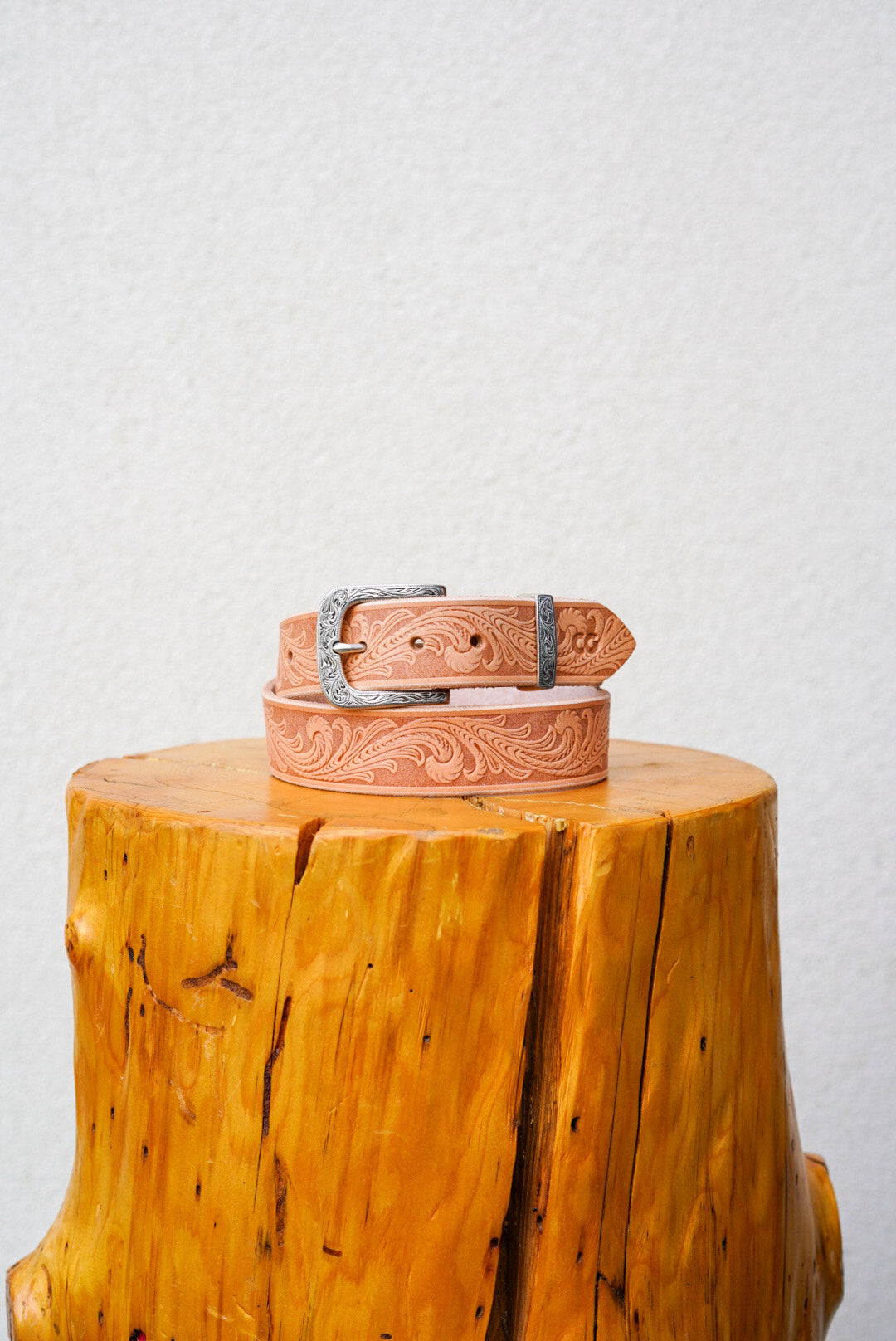 Western Paisley Embossed Vegetable Tanned Leather Belt with Vintage Buckle - Perfect for Cowboy Boots, Jeans & Western Outfits
