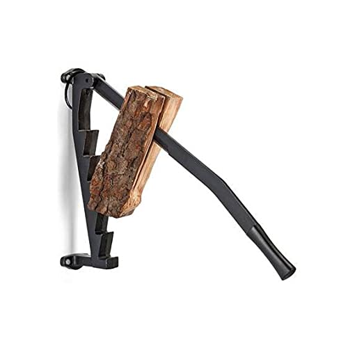 Black Wall Mounted Cast Iron Kindling Maker - Heavy Duty Firewood Splitter for Camping, Fireplace & Outdoor Wood Stove Use