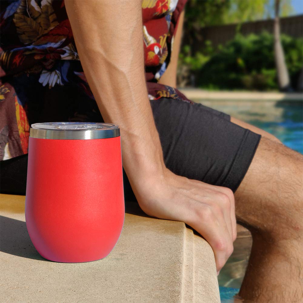 LaserGram Double Wall Stainless Steel Wine Tumbler with Personalized Engraving - Insulated, Dishwasher Safe, 16oz (Red) - Perfect for Outdoor Parties, Weddings & Gifts