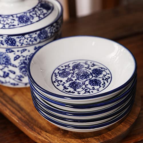 Blue and White Ceramic Appetizer Plates - Small Serving Dishes for Seasoning, Desserts, Snacks - Perfect for Parties, Tea Time, and Home Dining Decor