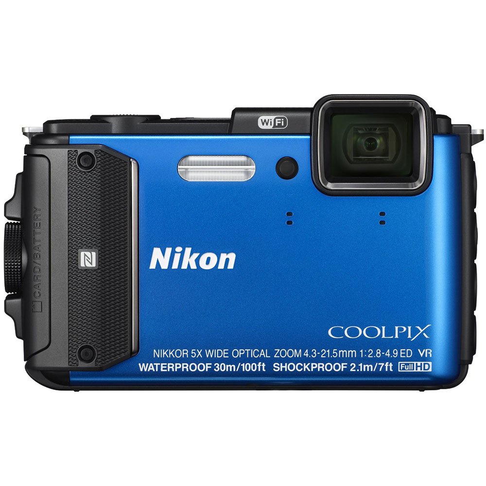 Nikon COOLPIX AW130 Waterproof Digital Camera 16MP 4K Video Built-In Wi-Fi & GPS Shockproof Underwater Camera (Blue) - Perfect for Travel, Snorkeling, and Outdoor Adventures