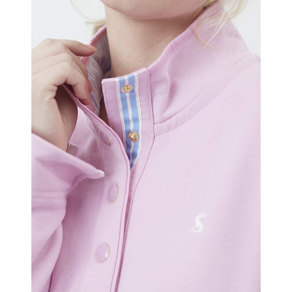 Joules Women's Saunton Funnel Neck Sweatshirt - Light Pink Pullover for Casual Wear, Lounge & Outdoor Activities | Soft Fleece Hoodie for Fall & Winter Comfort