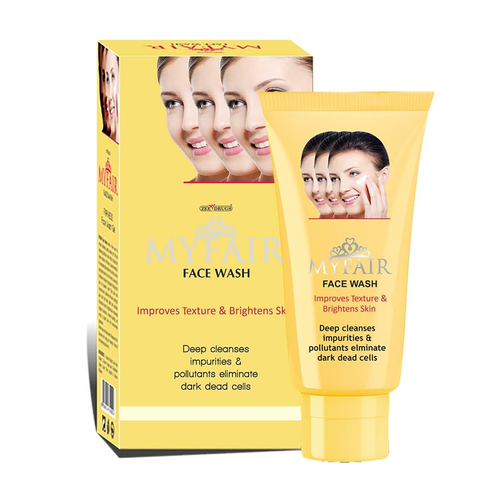MYFAIR Brightening Face Wash for All Skin Types - Dark Spot & Dead Skin Cell Removal, Deep Cleansing to Remove Dirt, Oil & Impurities - Gentle Hydrating Formula (60g, Pack of 1) | Perfect for Daily Skincare Routine & Achieving Radiant Glow
