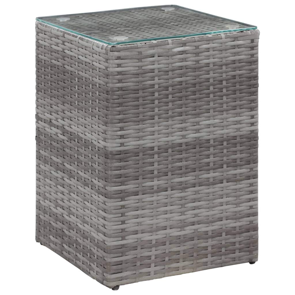 Modern Gray Glass Top Side Table - Coffee Table, Nightstand, Console Sofa Table - 13.8