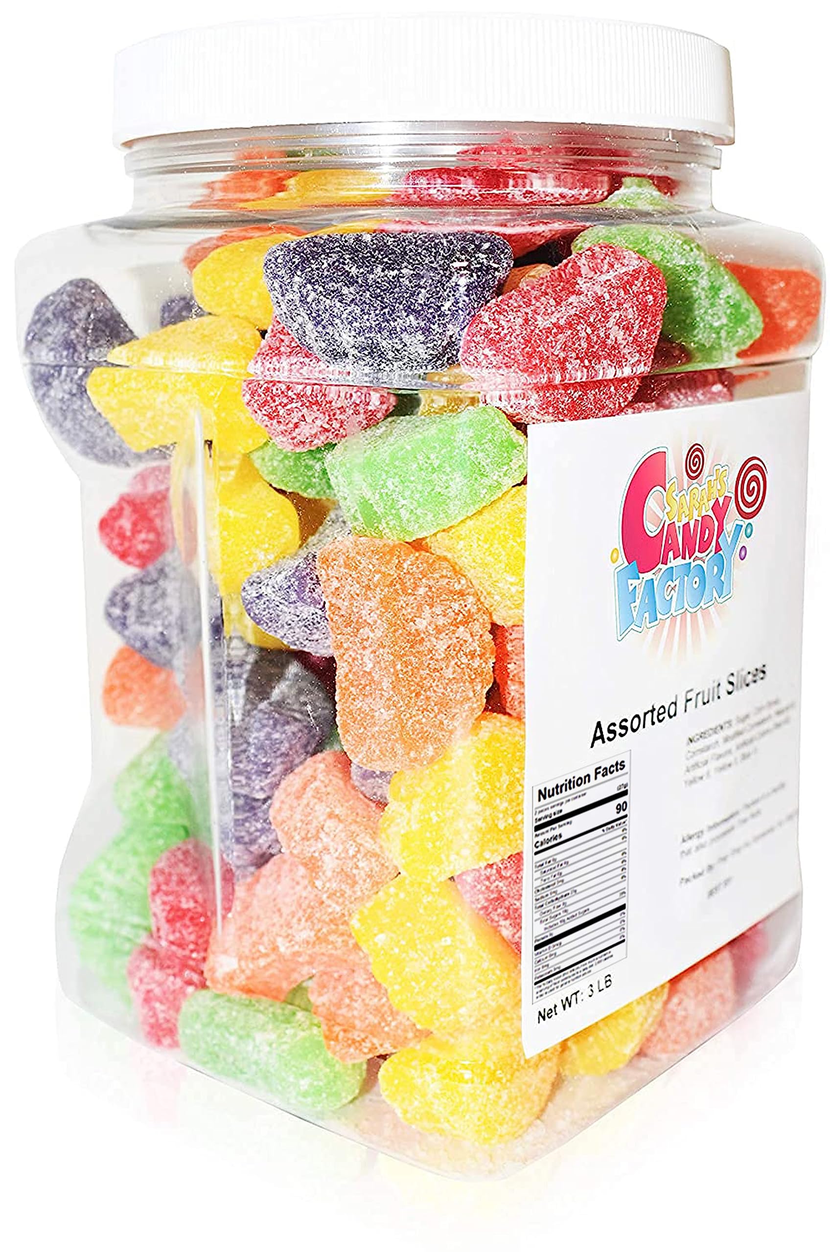 Sarah's Candy Factory Assorted Fruit Slices - 3 Lbs Jar of Delicious Mixed Fruit Flavored Candies - Perfect for Parties, Gifts & Sweet Snacking