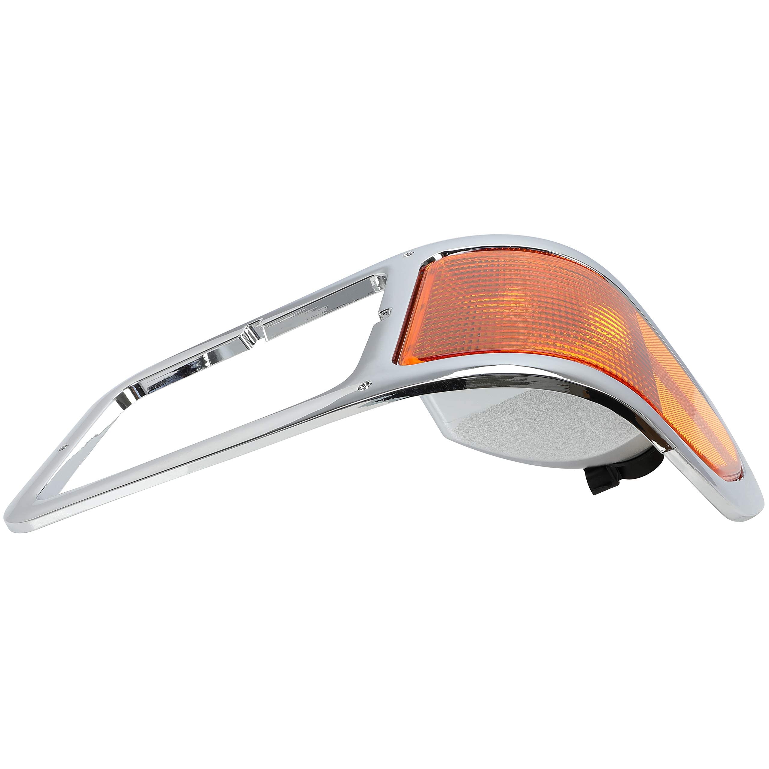 ECOTRIC Left Corner Signal Light Compatible with 2000-2015 Ford F650 F750 - Chrome Casing Headlight Bezel Trim - Driver Side Replacement for FO2520196 - Perfect for Truck Lighting Upgrades & Safety Enhancement