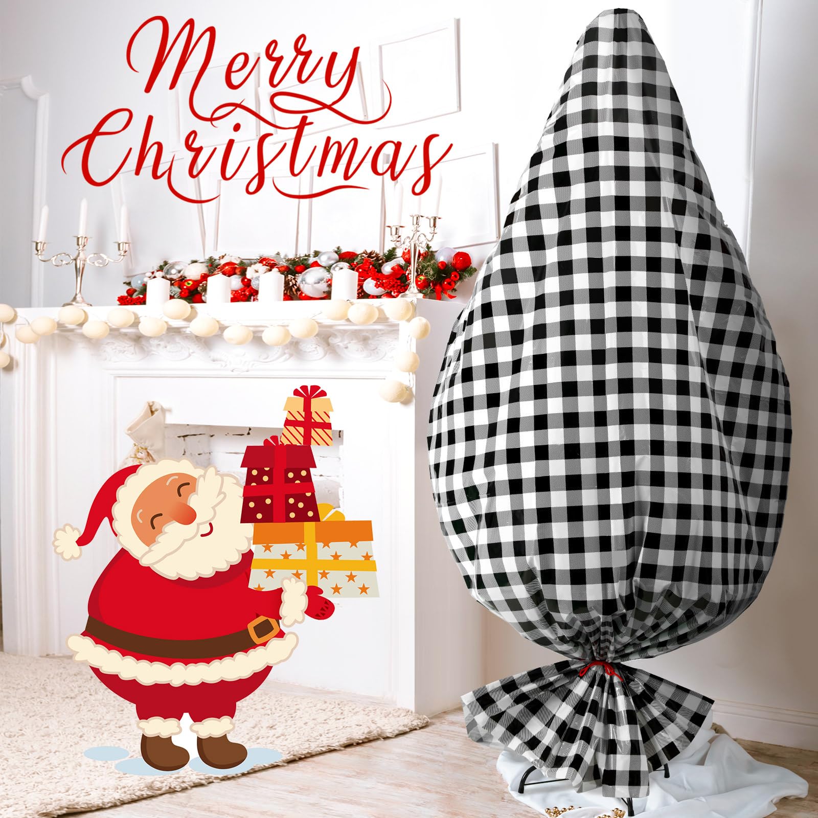 Teling Christmas Tree Storage Bag - Large Xmas Tree Removal & Disposal Bag for 7.5 ft Artificial Trees (Black & White) | Holiday Decoration Storage Solution for Attics, Garages & Basements