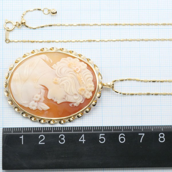 18K Yellow Gold Shell Cameo Necklace - Vintage Italian Cameo Pendant Jewelry for Women - Perfect Gift for Mother's Day, Anniversary & Special Occasions