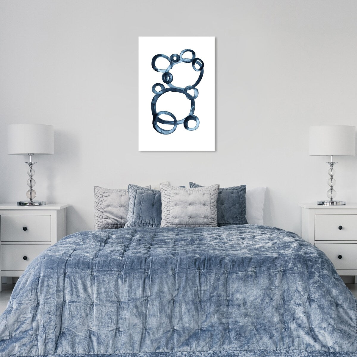 Bear Bubbles Canvas Wall Art - Modern Baby Bear Finger Painting Print - Contemporary White Nursery Decor for Boys Room - Perfect for Baby Showers & Kids Bedroom Decor