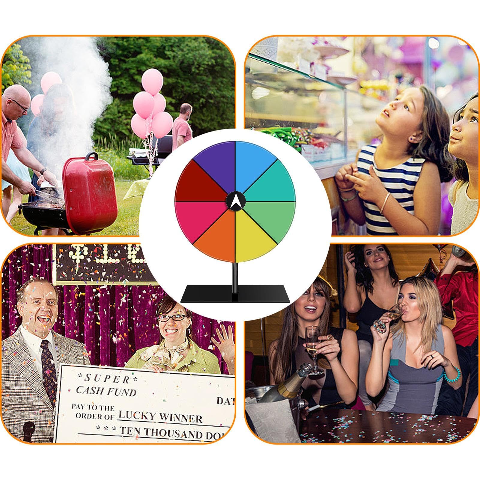 8-Slot Color Tabletop Prize Spin Wheel - Acrylic Dry Erase Spinner Game with 360° Rotation for Carnivals, Festivals, Parties & Classroom Activities - Perfect for Decision Making, Raffles & Fun Games (Model: OM3245RJ5D8V72144)
