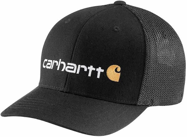 Rugged Flex Fitted Mesh Back Graphic Hat - Black | Adjustable Baseball Cap for Outdoor Sports & Casual Wear