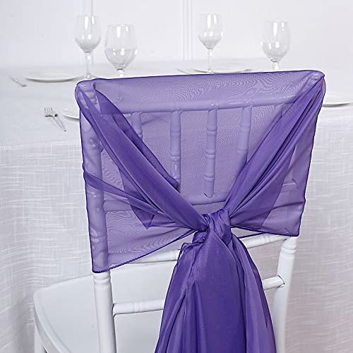 50 Extra Wide Premium Purple Chiffon Chair Sashes - Elegant Wedding Ceremony & Reception Decorations for Banquet, Party, and Bridal Shower Decor