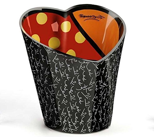 Romero Britto Glass Heart Ice Bucket - Elegant Champagne Cooler & Decorative Vase for Parties, Weddings & Home Decor