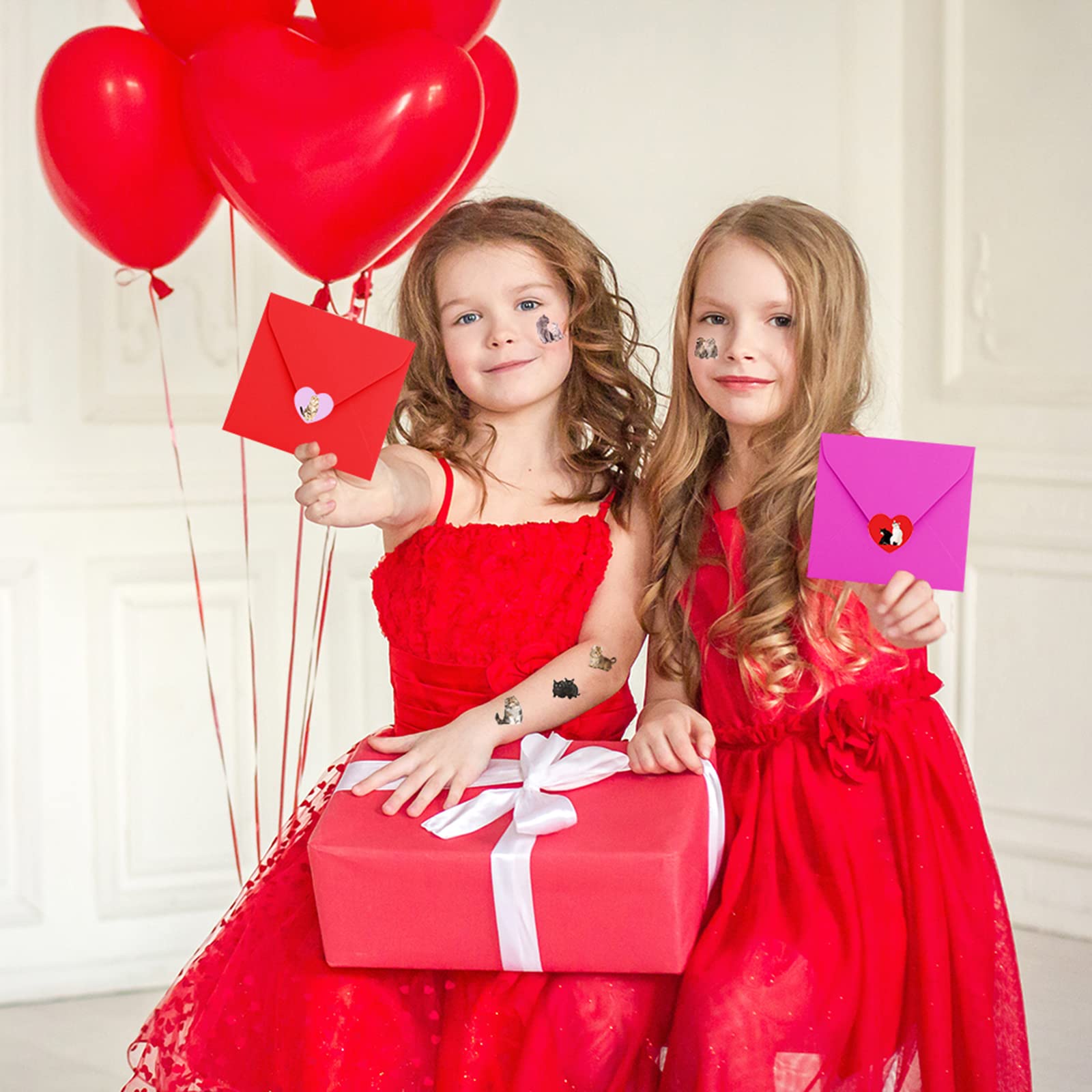 48 Sets Valentine's Day Scratch & Sniff Strawberry Scented Greeting Cards with Envelopes - Cute Cat Kitten Pet Love Cards with Heart Stickers for Kids Classroom Exchange, Party Favors & School Gift Giving - Perfect for Valentine's Day Celebrations, Classroom Activities and Friendship Gifts