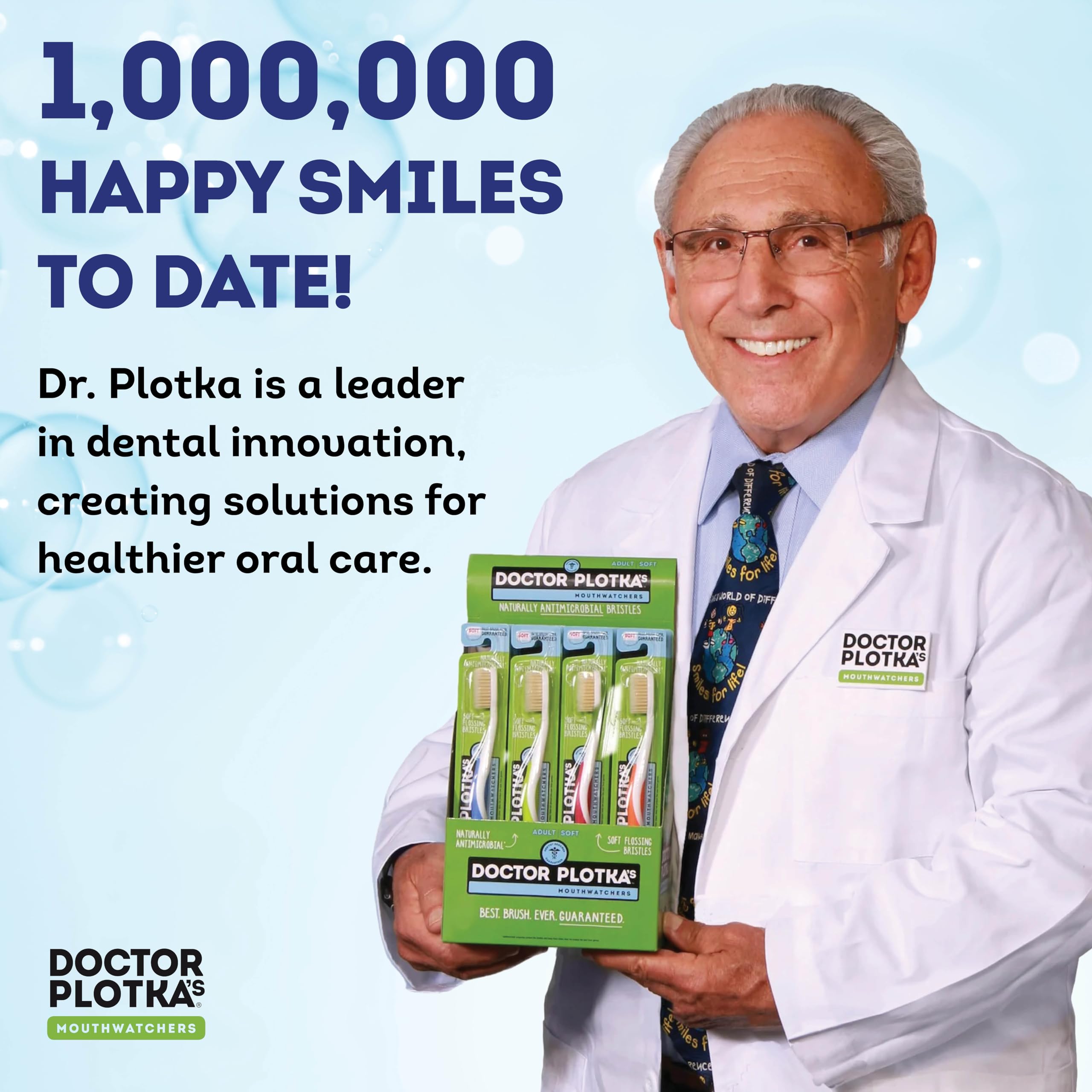 MOUTHWATCHERS Dr. Plotka's Soft Bristle Flossing Toothbrush - Ultra Clean Manual Toothbrush for Adults with Sensitive Teeth & Gums - 4 Pack (Colors May Vary) - Perfect for Daily Oral Care, Travel & Gentle Cleaning