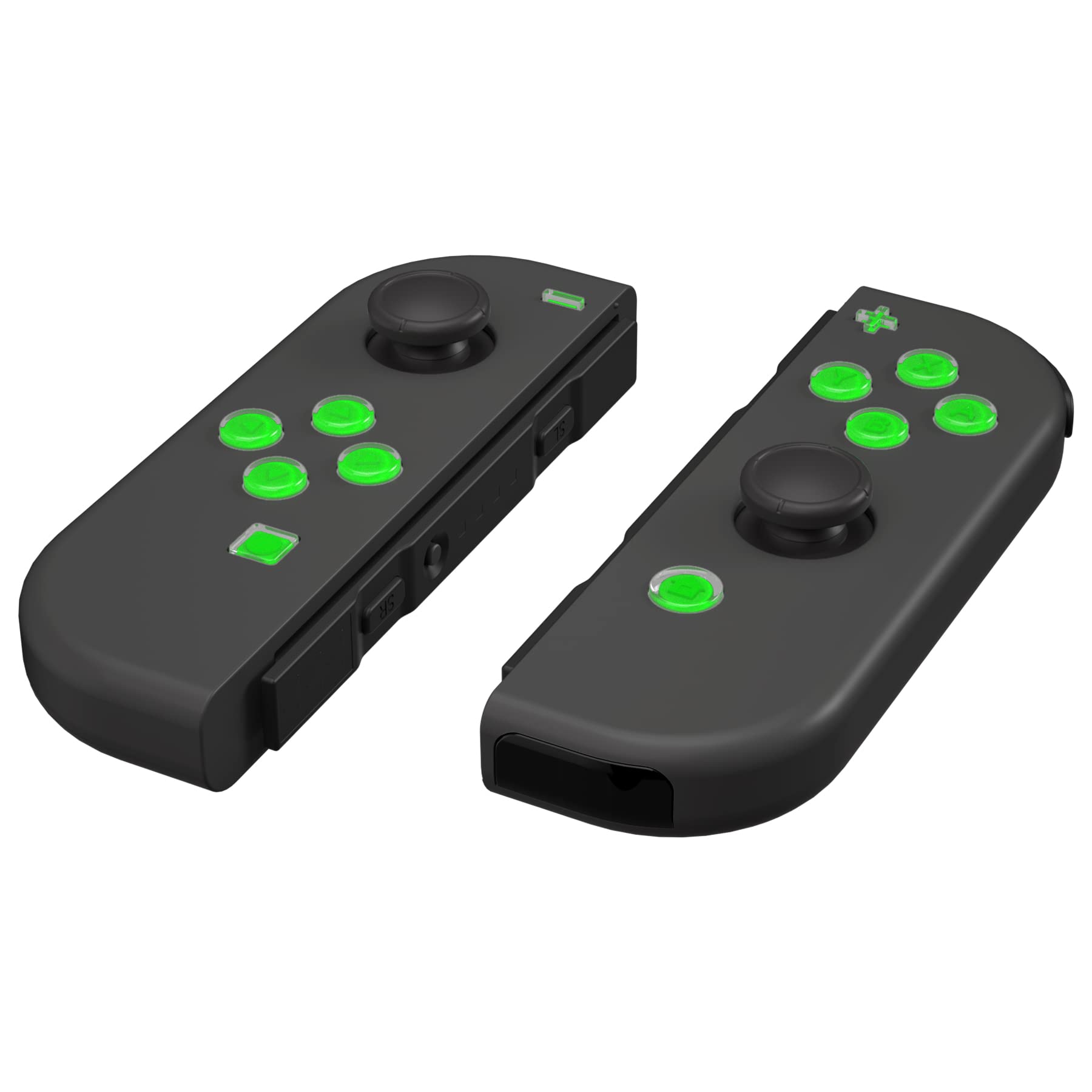 ExtremeRate Custom Two-Tone Jelly Buttons for Nintendo Switch JoyCon - Green & Clear ABXY Directional Buttons with Symbols (Home/Capture/+/- Keys) | DIY Replacement Face Buttons for Switch & Switch OLED | Perfect for Gaming, Modding & Controller Customization