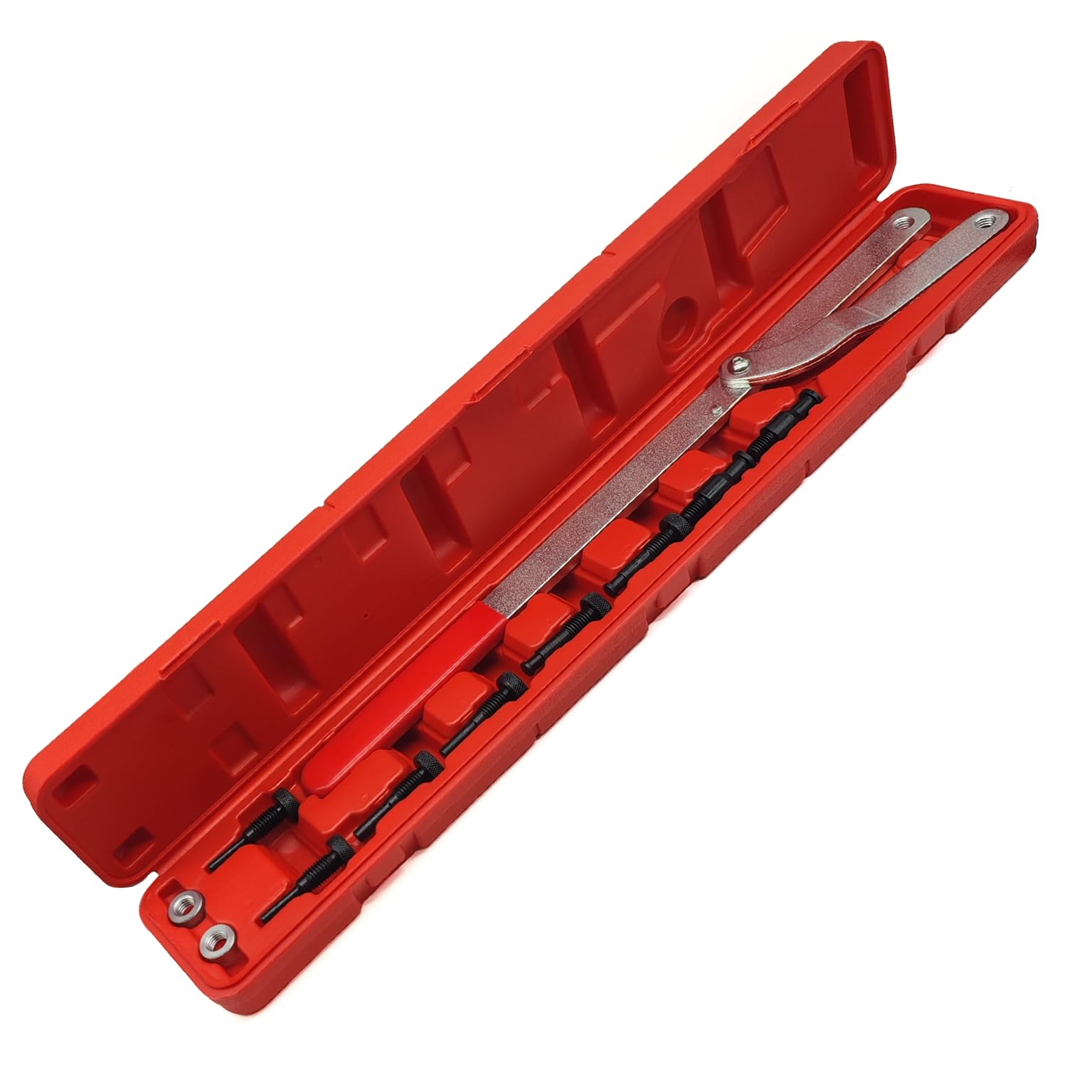 11-Piece Universal Camshaft Pulley Wrench Set - Fan Clutch Removal Tool Kit with Interchangeable Pins, Adjustable Jaw Spreader & Alignment Repair Tools for Automotive Engine Maintenance & DIY Car Repairs