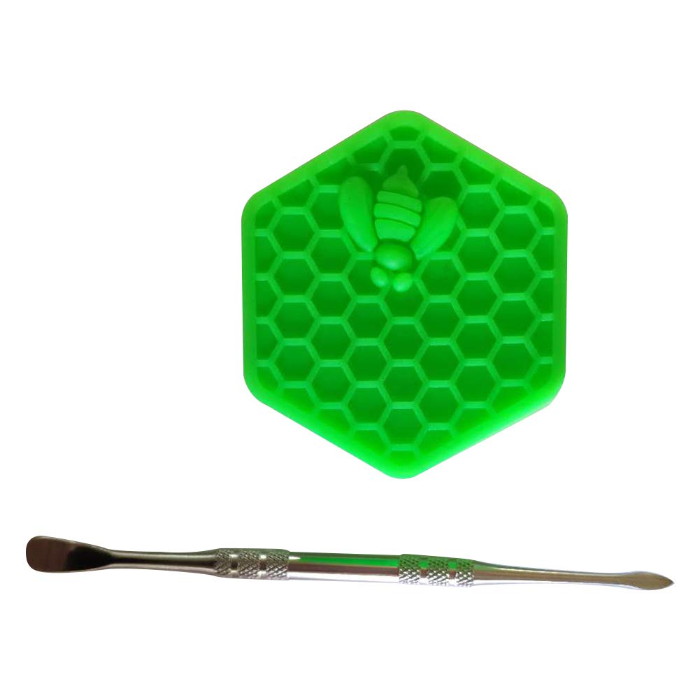 Gentcy 26ml 5-Piece Green Hexagon Silicone Storage Containers with Non-Stick Lid & Holder - Perfect for Spices, Makeup, Pills, and Travel Organization