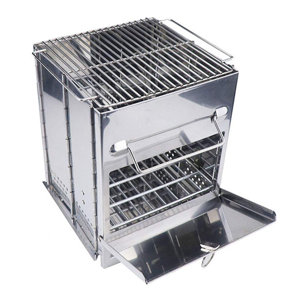 Portable Stainless Steel Charcoal BBQ Grill - Foldable Camping Smoker for Outdoor Cooking, Backpacking, Picnics & Tailgating | Compact & Durable Design for Easy Transport & Storage